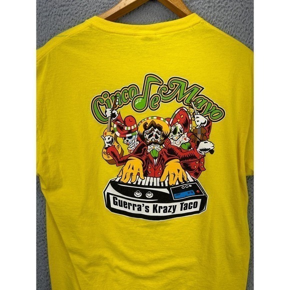 Fruit OF The Loom Shirt Mens Large Yellow Cinco De Mayo Tee T-Shirt Short Sleeve - Picture 4 of 8